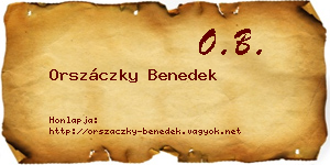 Orszáczky Benedek névjegykártya