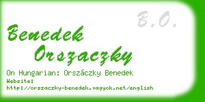 benedek orszaczky business card