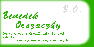 benedek orszaczky business card